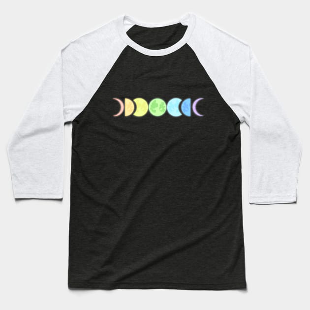 Rainbow Phases of the Moon Baseball T-Shirt by gabyshiny